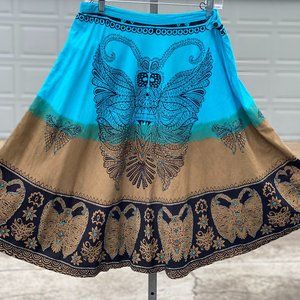 "Girl Talk" brand cotton boho sequin skirt L